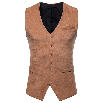 Men's Corduroy Single Breasted Tough Guy Suit Vest