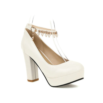 Sequins Thick Heel Super High Heel Buckle Large Size Platform Pumps