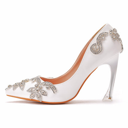 Women Rhinestone Crystal Stiletto Heel Wedding Pumps