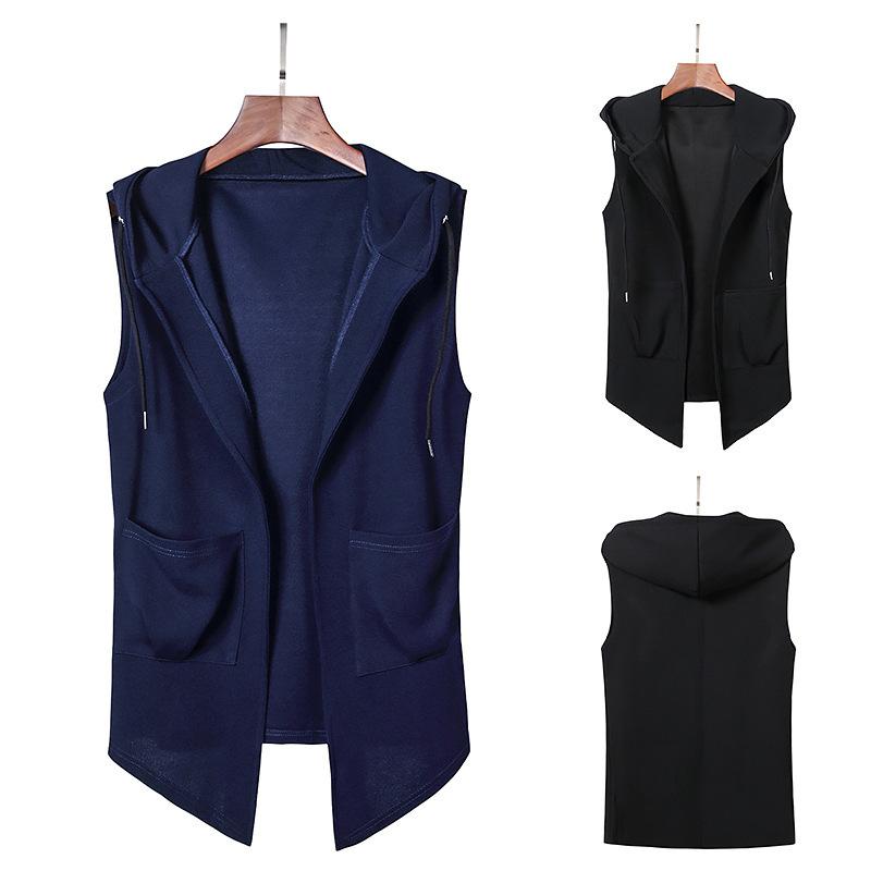 Men's Casual Hooded Vest Lightweight Sleeveless Hooded Blazer Workout Vest