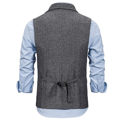 Men's Woollen Single Breasted Turndown Tough Guy Suit Vest