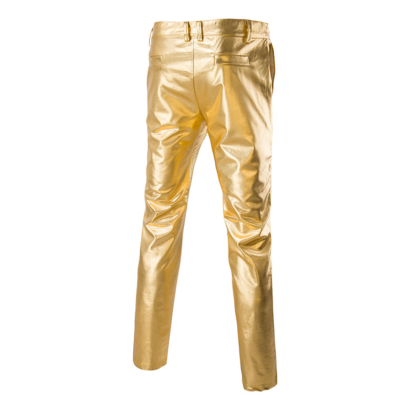 Men's Slimming Pants Solid Casual Bright Face Bronzing Gold Trousers Pants