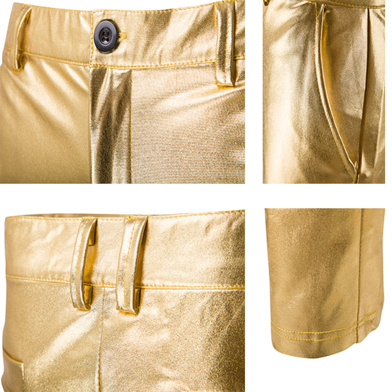 Men's Slimming Pants Solid Casual Bright Face Bronzing Gold Trousers Pants