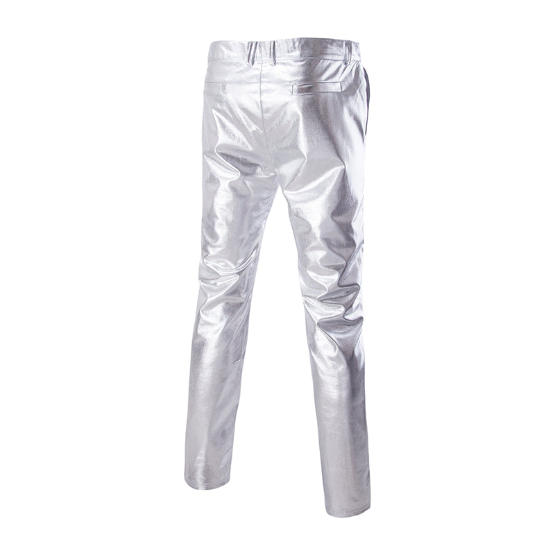 Men's Slimming Pants Solid Casual Bright Face Bronzing Gold Trousers Pants