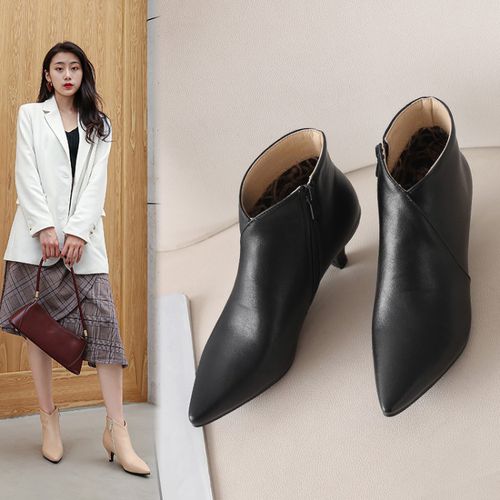 Pointed Toe Women's High Heeled Ankle Boots