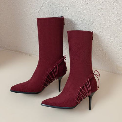 Women High Heels Mid Calf Boots