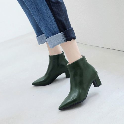 Pointed Toe Zipper Women's High Heeled Ankle Boots