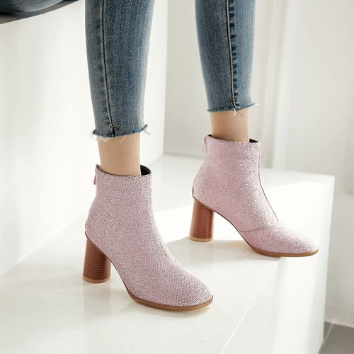 Women Zip High Heels Short Boots