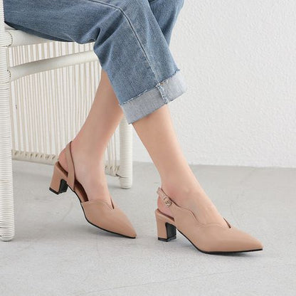 Women Pointed Toe Slingbacks High Heel Chunky Sandals