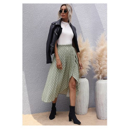 Women Polka-dot Elastic A-line Skirt