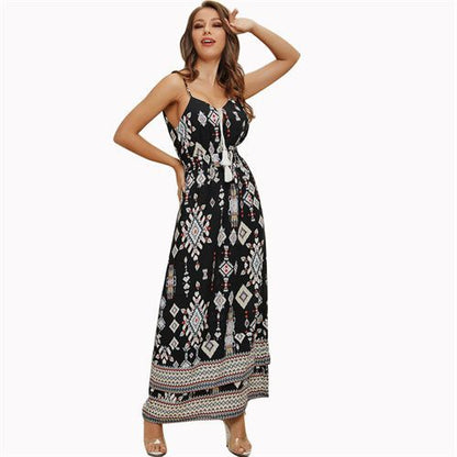 Printed High Waist Holiday Women's Dresses