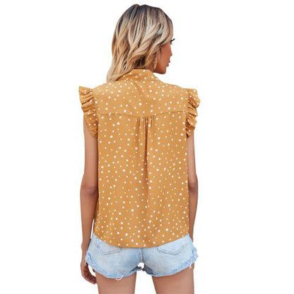 Womens Wdots Printed Bow Top Shirt