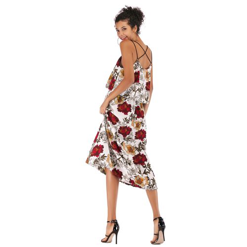 Floral Print on Chiffon Skirt Women Dresses