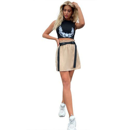 Womens Belt Straight High Waist Skirt