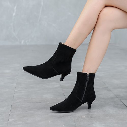 Pointed Toe Zipper Women's High Heeled Ankle Boots