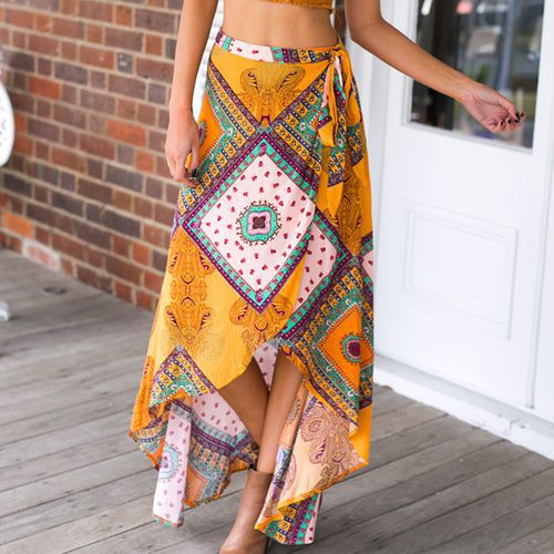 Bohemia Printed Swallow Tail Daily Long Women Skirts