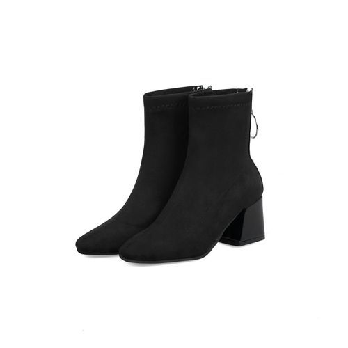 Pointed Toe Zipper Women High Heels Short Boots