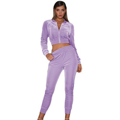 Womens Velvet Sportswear Two-piece Suit