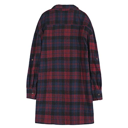 Plaid Spring Loose Casual Mid-length Women Blouses