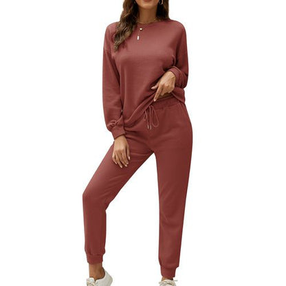 Women Two Pics Long-sleeved Sweatershirt Trousers for Home Clothes