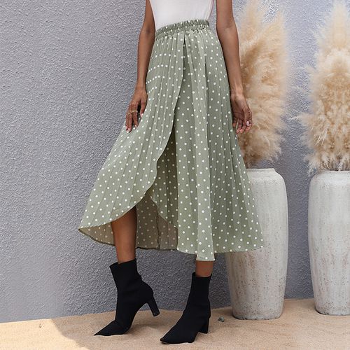 Women Polka-dot Elastic A-line Skirt