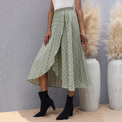 Women Polka-dot Elastic A-line Skirt