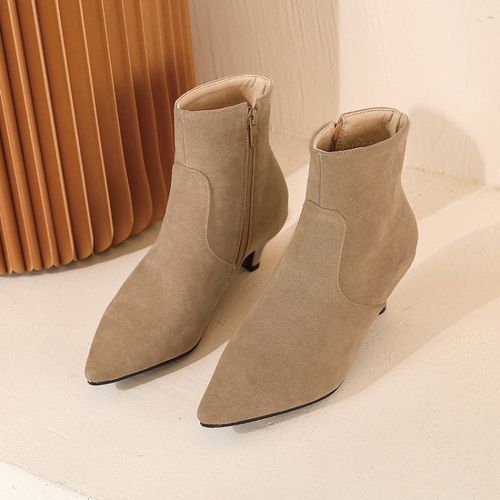 Pointed Toe Zipper Women's High Heeled Ankle Boots