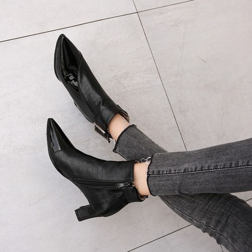 Pointed Toe Rhinestone Women's High Heeled Ankle Boots