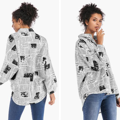 Medium-length Print Casual Spring Loose Show Thin Women Blouses