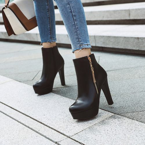 Women's Zippers High Heels Platform Short Boots