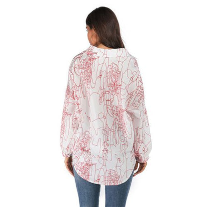 Medium-length Print Casual Spring Loose Show Thin Women Blouses