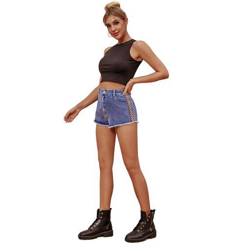 Fashion Washable All-matched Split Joint High Waist Denim Short Women Jeans