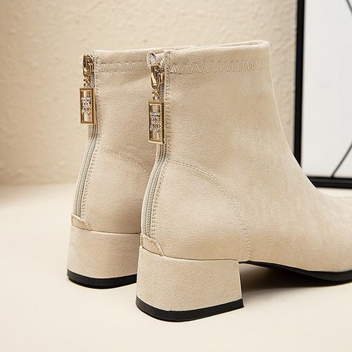 Women Zipper Low Heels Short Boots