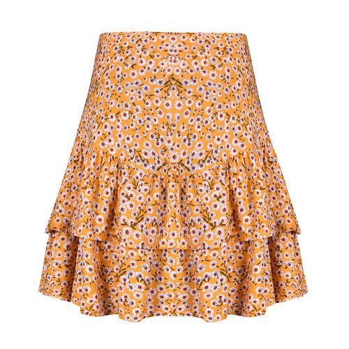 Holiday High Waist Printed Flounce A-line Women Skirts