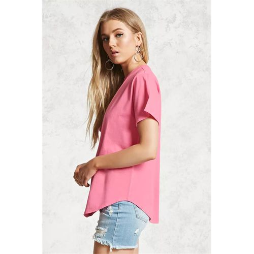 Sexy V Neck Shirt Solid Color Short Sleeve Women T Shirts