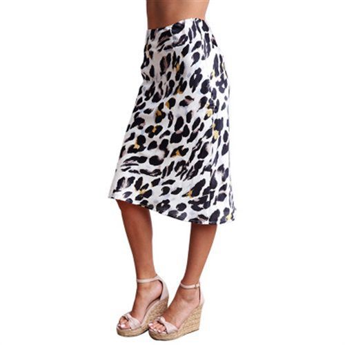 Dleopard Print 2021high Waist Sexy Silk Mid Long Women Skirts