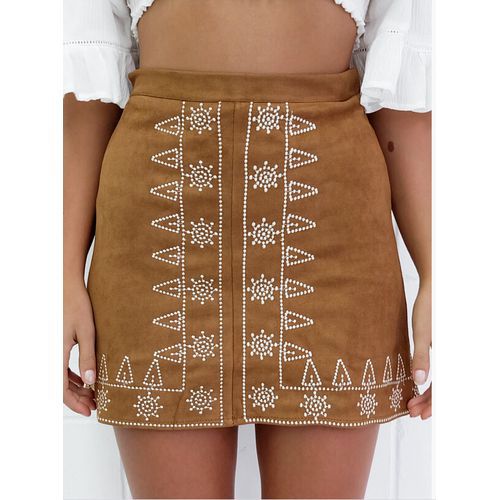 Regularity Embroidered Leather Packet Buttock Street Women Skirts