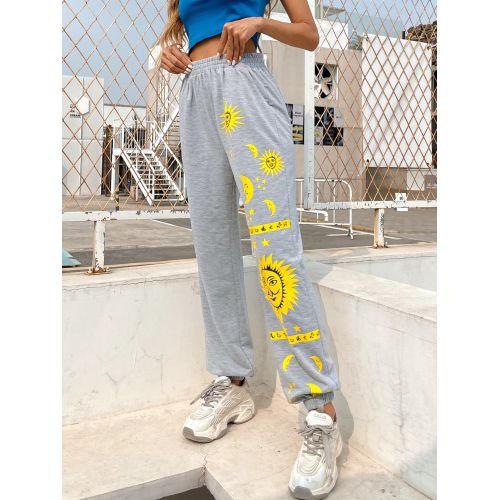 Women Star Pattern Sports Long Pants