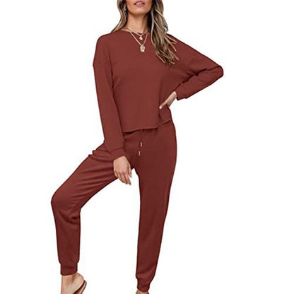 Women Two Pics Long-sleeved Sweatershirt Trousers for Home Clothes