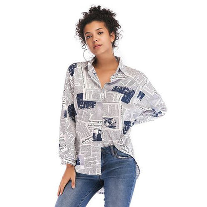 Medium-length Print Casual Spring Loose Show Thin Women Blouses