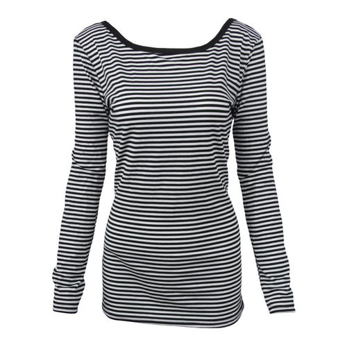 Back Cross-striped Top Spring SlimMed Down  Women T Shirts