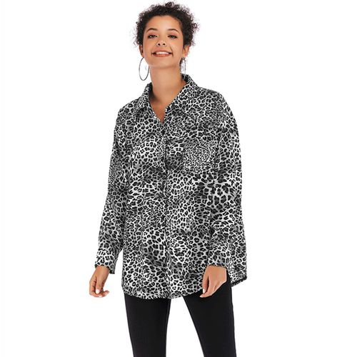 Sexy Leopard Print Mid-spring Loose Show Thin Women Blouses