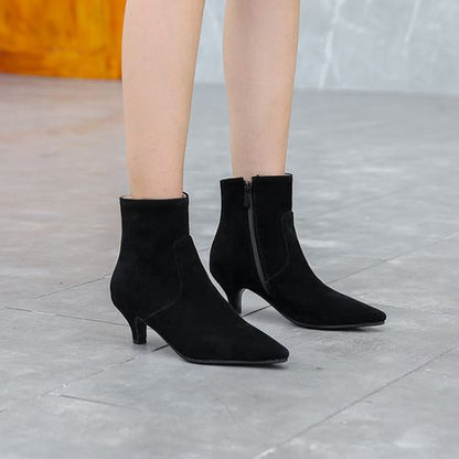 Pointed Toe Zipper Women's High Heeled Ankle Boots