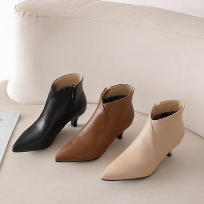 Pointed Toe Women's High Heeled Ankle Boots