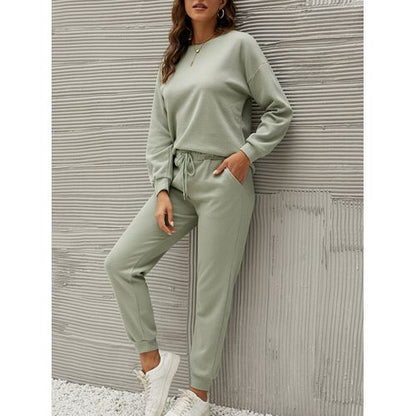 Women Two Pics Long-sleeved Sweatershirt Trousers for Home Clothes