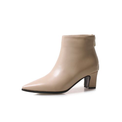 Pointed Toe Zipper Women's High Heeled Ankle Boots