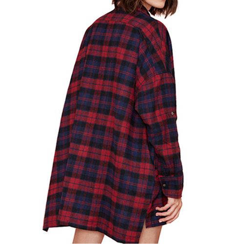 Plaid Spring Loose Casual Mid-length Women Blouses