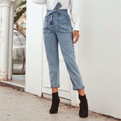 Snowflake High Waist Inelastic Denim Pant Women Jeans