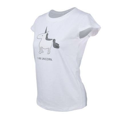 Unicorn Animal Pattern Print Top Round Collar Short-sleeved Women T Shirts