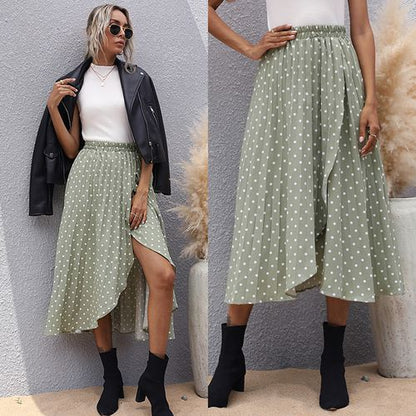 Women Polka-dot Elastic A-line Skirt